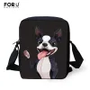 Bolsas forudesigns boston terrier impresso mensageiro crossbody bag princesa crianças bolsas de ombro de menina