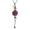 Chaines Collier délicat Rhodolite Garnet Lab Création des femmes à fleurs argentées pendentives rubis