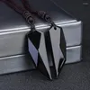 Hangende kettingen laten zwart natuurlijke obsidiaan stenen wolf tandvorm ketting gelukkig voor vrouwen mannen trui ketting mode sieraden