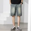 Herren-Shorts Männer summieren dünne Fünf-Punkte-Denim-Vintage-Wäsche Baggy gerade einfache einfarbige Ins Streetwear