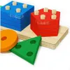 Montessori Wooden Tri Stacking Toys Puzzle pour les tout-petits et les enfants Présec élémentaire de motricité 1 ans 240407