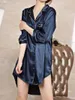 Women's Sleepwear Sexy Silk Loose Shirt Nightdress Large Size Pajamas Women Beautiful Ladies Nighty Nightshirt