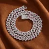 Boîte à chaîne boucle 15 mm Strip-Cubain Chain explosif Léger de mode luxe Full diamant multicolore Bracelet Collier accessoires D240419