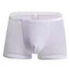 Underbyxor herrboxare sexig underkläder transparent se genom shorts manliga trosor penis gay mjuk cueca gåva för