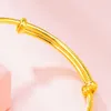 Bracelet de tronçon Push-pull étoile rond plat Vietnam Shajin plaqué avec Gold 24k Shuangbu Grosted réglable