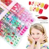 524pcs120pcs Christmas Enfants Cartoon Tips Nail Tips coloré mignon Fausse Set avec de la gelée Glue Adhesive False Nai 240419