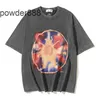 24SS American High Street Trendy Half Sleeved Washed and Vintage Printed Ins Style Short Unisex T-shirt