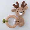 Baby Ringing Bell Pure Handmade Wooden Wool Crochet Needle Baby Soothing Teeth Grinding Toy Hand Ringing Bell Gift