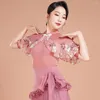 STAGE PEUR FLORA LOTUS LOTUS BodySuit Latin Dance Dance Robe Femme Costume Performance Belly Modern Dancing Robes F1130