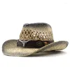 Boinas femininas chapéu de cowboy ocidental natural weave weave decorativo feltro praia litoral de moda de moda jazz jazz