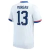 2024 팀 USWNT 13 Alex Morgan Jersey Soccer 10 Lindsey Horan Christian Pulisic Jaedyn Shaw Rose Lavelle Rapinoe Shith Smith Julie Ertz 미식 축구 셔츠