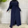 Vêtements ethniques Simple Open Abaya Dubai Kaftan Muslim Cardigan Abayas Robes pour femmes à lacets Kimono Robe Femme Caftan Turc Islamique