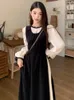 Lässige Kleider Mode zweiteilige Sets Frauen Kleidung Spitze Patchwork Tunika Split Bandage Bodycon Maxi Kleid Outfits Koreaner Y2K -Anzug