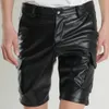 Shorts de cargaison en cuir pour hommes