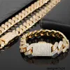 Designer Jewelry 18mm Three Row Zircon Diamond Cuban Chains Heavy Tide Hip Hop Men's Necklace Bracelet L8GS