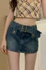 Summer Retro Ladies High talia Slim Denim Dżinsy Culotte Bodycon Mini Short Desinger Squirt S M L XL