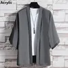 Ethnische Kleidung Herren -Leichtgewicht Kimono Jacke Frauen sieben Ärmel offener vorderer Strickjacke Mantel japanischer Bademantel im Stil