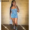 Fagadoer Blue Fashion Denim Elasticité Two Piece Sets Femmes Sans manches tube et mini jupes Sexy Cowboy 2PCS Streetwear 240408