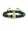 Men Panther CZ Bracelets enteros 8 mm Matte Matte Natural Agata Verde Tiger Stone Leopard MacRame Jewelry4173725