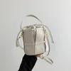 DrawString Solid Crossbody Bags HASP Women's On Sale 2024 Högkvalitativ PU -kapacitet Sytråd Bucket Button Bolso Bandolera