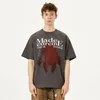 Men's T-skjortor 2024 Summer Street Loose Casual Letter tryckt kortärmad t-shirt Hip Hop Cotton Tee Shirt Dark Grey White