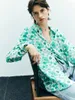 Women's Blouses SuyaDream Woman Printed Shirts Silk Crepe Turn Down Collar Green 2024 Spring Summer Office Lady Top