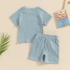 Ensemble de vêtements pour bébés garçons tenues d'été T-shirt à manches courtes et shorts élastiques pour ensemble de vêtements de vacances en 2 pièces