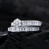 Кластерные кольца Pubang Fine Jewelry 925 Серебряные серебряные багет создал Moissanite Diamond Farding Set для женщин