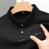 Marque haut de gamme Ice Silk à manches longues à la mode Polo imprimé Polo Automne Trend Mens T-shirt Casual Top 240412