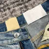 Den alten Rucked Edge Patch Casual Lose Knie Länge Denim Shorts Männer High Street 240410 tun