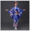 Ethnische Kleidungsee Blau Nationale Trends Frauen sexy Kimono Yukata mit Obi Neuheit Kleider