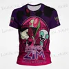 T-shirts masculins dessin animé invader zim t-shirt masculin court short slve cool 3d imprimer t-shirt drôle de dib me membrane tops t vêtements t240419