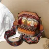 Sac à cordon de style ethnique Sac seau de glands tissés Bohemian Bohemian Sacs de bodal de messager à un épaule pour femmes