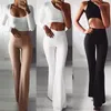 Frauenhose sexy Frauen hohe Taille lange alte Damen Karriere Solid Palazzo Slim Flare Wide Bein Hosen weiblich