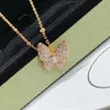 Brand de créateur Glod High Version Fantasy Butterfly Collier Womens Nouveau produit Phantom Full Diamond Pendant 18K Rose Gold Clover Collar Collar