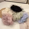 Women Solid Color Scrunchies Korean Girls Bright Silk Fringe Elastic Hair Band Black Blue Pink Beige Green Hair Accessories