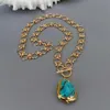 Colliers de pendentif y.yying gold plaquette collier Collier Blue Turquoise Pendant Designer Gems bijoux 240419