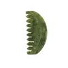 Natural Jade Guasha Comb Head Facial Massager Scalp Massage Comb Gua Sha Scraping Tool Multifunctional Handheld Beauty Head Caring Relax