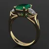 Ringue émeraude verte de bijoux en or 14K pour femmes Bague Diamant Bizuteria anillos de pure émeraude Gemstone 14K Gold Ring pour les femmes 240323