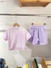 Classics Baby Tracks Courses Girls Suit à manches courtes KidS Designer Vêtements Taille 100-160 cm T-shirts et shorts de rayures roses et blanches 24.