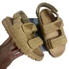 Strohplattform Designer Sandalen gewebt Stoff Sandalien geflochten