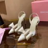 Kadınlar için yüksek topuklu sandaletler mach satin moda yay elbise ayakkabıları kristal süslenmiş rhinestone akşam ayakkabı stiletto topuk ayak bileği kayış tasarımcıları 10cm