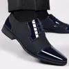 Dress Shoes 39-47 Mens PU Leer Leer Spring Summer Flat-Soled Lace-Up Derby Pointed Teen Business Male schoenen Hy49