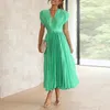 Casual Dresses 2024 European And American Spring/Summer Sexy Pleated Dress Ins Elegant Loose Zipper Sleeveless Women's Wear