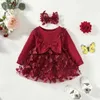 Girl's jurken Babyjurken voor meisjes lente herfst meisje jurk kind baby zoete prinses jurk baby mode meisje mesh vlinder pasgeboren jurk d240423