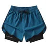 Shorts pour hommes shorts sportifs masculins sportifs doubles coureurs de gym de gym de plage jogging bottoms femmes formation de fitness d'été pantalon shorts secs 240419 240419