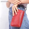 Portefeuilles jogujos bourse de téléphone de mode véritable pochette en cuir femme portefeuille 2021 Nouveaux sacs topandle de bouche solide