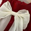 Robes de fille robe d'anniversaire de luxe d'été pour bébé coréen mignon arc manche en maille rouge princesse kids vêtements pour nourrissons bc1509-1