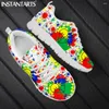 Casual Shoes InstantArts Colorful Tie Dye Running For Women Lätt snörning Flat 2024 Utomhusslitesbeständiga sneakers