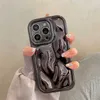 携帯電話のケース光沢3D met石メタライトテクスチャプレート銀電話ケースiPhone 14 13 12 15 Pro Max 11カメラ保護金属カラーバックカバーJ240418